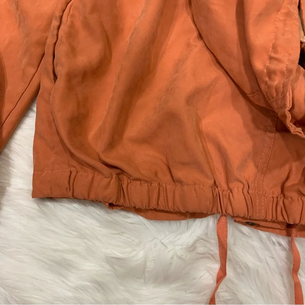 Orange peach zip up cropped hoodie